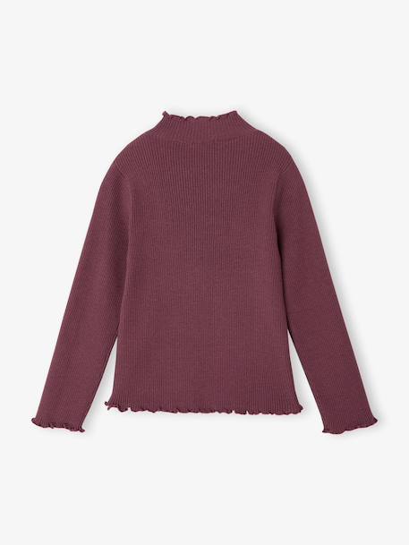 Knitted roll-neck top for girls plum+taupe - vertbaudet enfant 