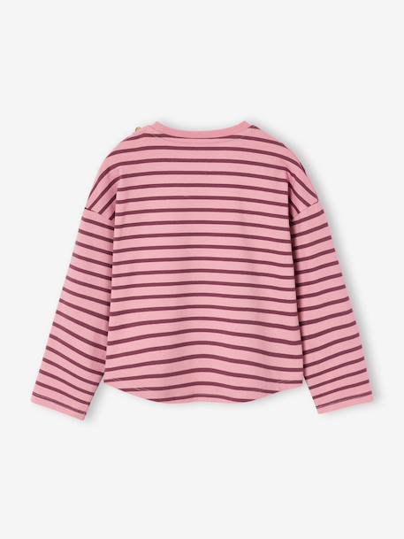 T-shirt marinière manches longues fille marine+mauve+rose bonbon - vertbaudet enfant 
