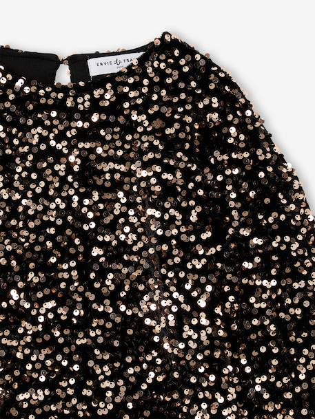 Sequin sweatshirt for girls chocolate - vertbaudet enfant 