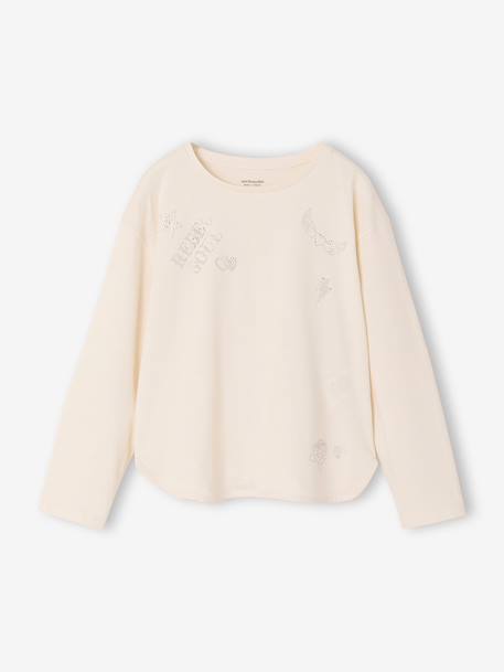 T-shirt manches longues enfant fille écru - vertbaudet enfant 