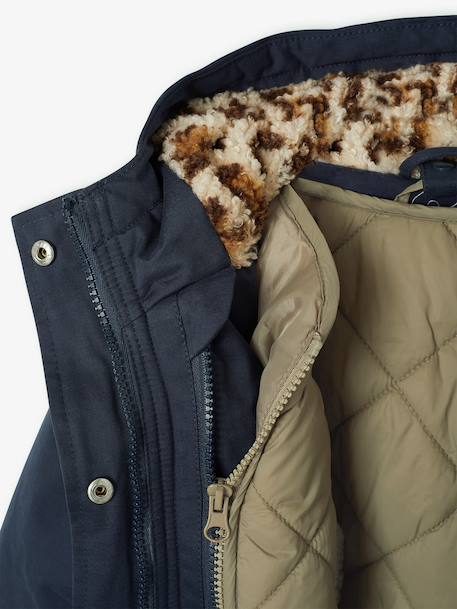 3-in-1 detachable parka for girls blush+navy blue - vertbaudet enfant 
