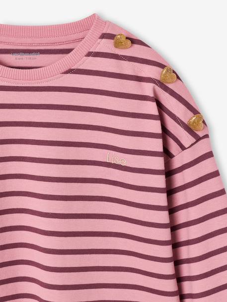 T-shirt marinière manches longues fille marine+mauve+rose bonbon - vertbaudet enfant 