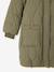Long Lightweight Jacket with Hood & Faux Fur Lining, for Girls black+khaki - vertbaudet enfant 