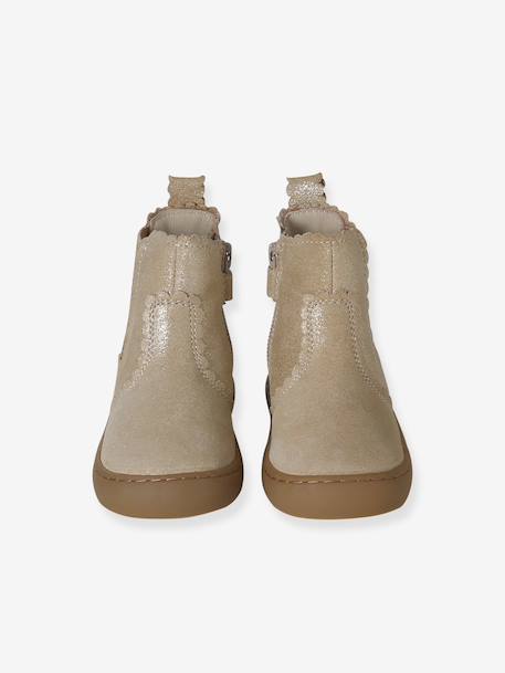 Boots bébé fille cuir zippées brun+jaune d'or+marine+vieux rose - vertbaudet enfant 