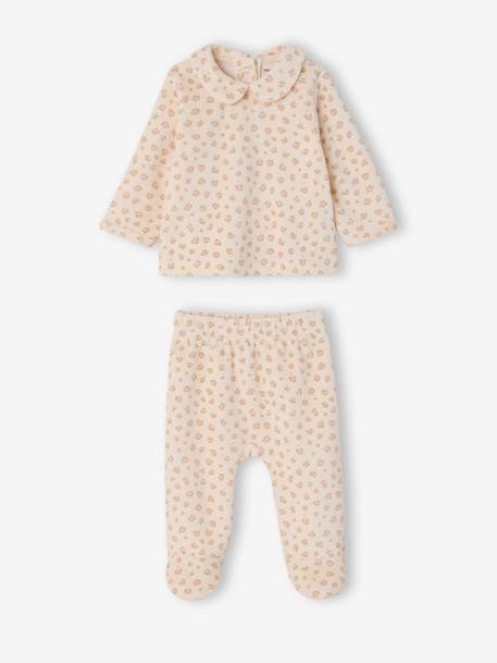 Lot de 2 pyjamas bébé fille ouverture dos beige chiné - vertbaudet enfant 