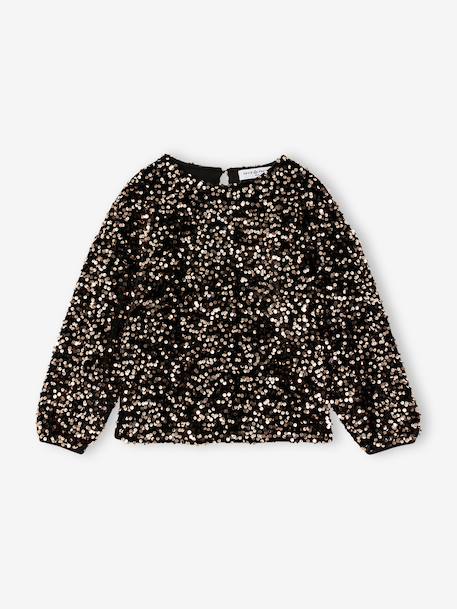Sequin sweatshirt for girls chocolate - vertbaudet enfant 