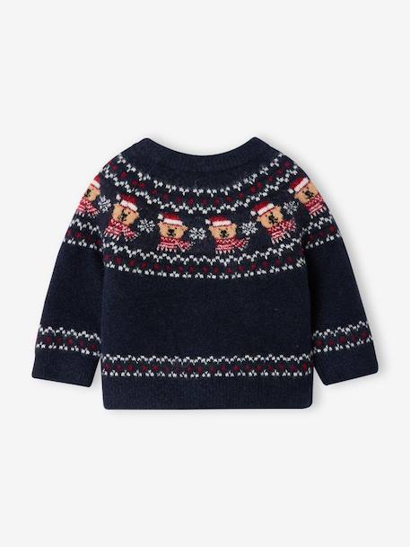 Jacquard knit jumper with long sleeves for baby boys navy blue - vertbaudet enfant 