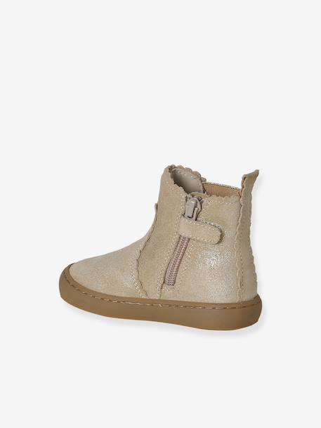 Boots bébé fille cuir zippées brun+jaune d'or+marine+vieux rose - vertbaudet enfant 