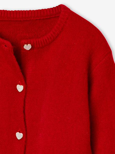 Buttoned cardigan with long sleeves for girls red - vertbaudet enfant 