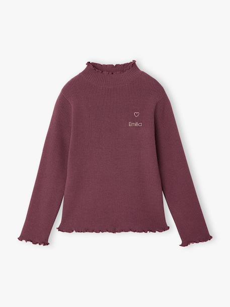 Knitted roll-neck top for girls plum+taupe - vertbaudet enfant 