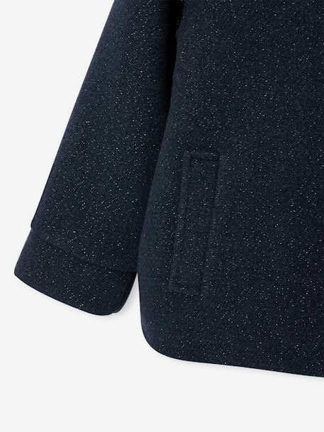 Woollen Fabric Coat with Hood marl beige+navy blue - vertbaudet enfant 