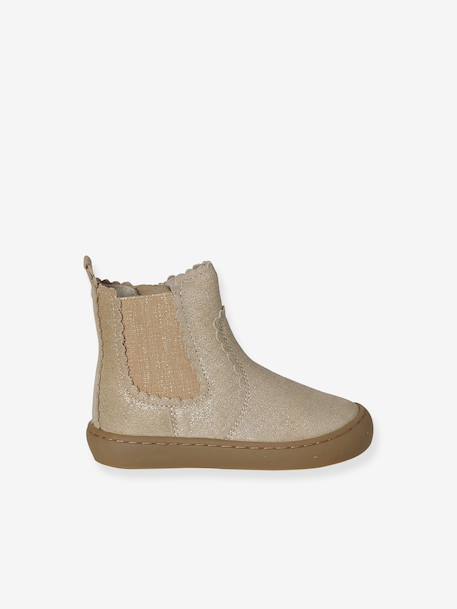 Boots bébé fille cuir zippées brun+jaune d'or+marine+vieux rose - vertbaudet enfant 