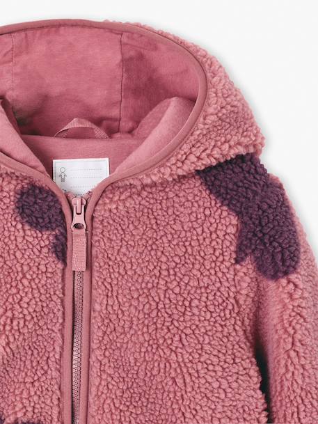 Girls' floral pop hooded sherpa jacket ecru+mauve+vanilla - vertbaudet enfant 
