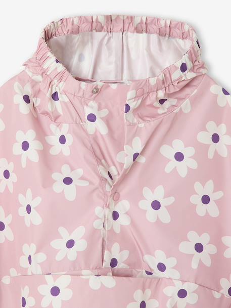 Cape de pluie LILIBETH à capuche fille imprimé fleuri rose pâle - vertbaudet enfant 