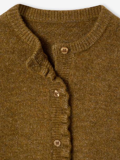 Long-sleeved cardigan for girls olive+pale pink - vertbaudet enfant 