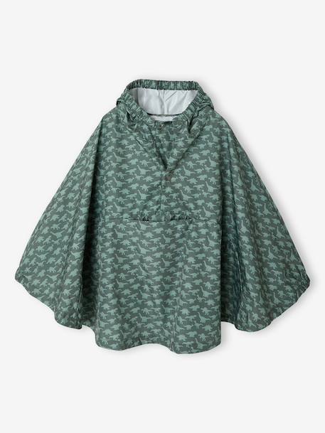 Hooded Rain Poncho with Dinosaur Print for Boys indigo+khaki - vertbaudet enfant 