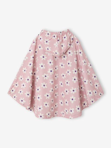Floral Print Hooded Rain Poncho for Girls, LILIBETH pale pink - vertbaudet enfant 