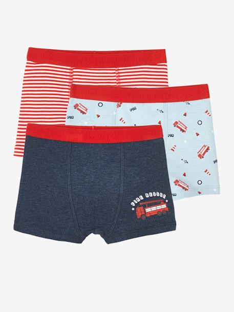 Pack of 3 'Fire-fighter' Boxer Shorts for Boys White Stripes - vertbaudet enfant 
