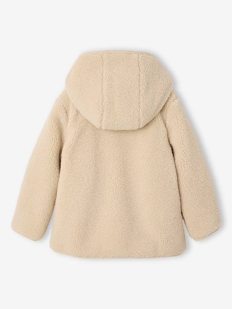 Hooded sherpa coat for girls ecru - vertbaudet enfant 