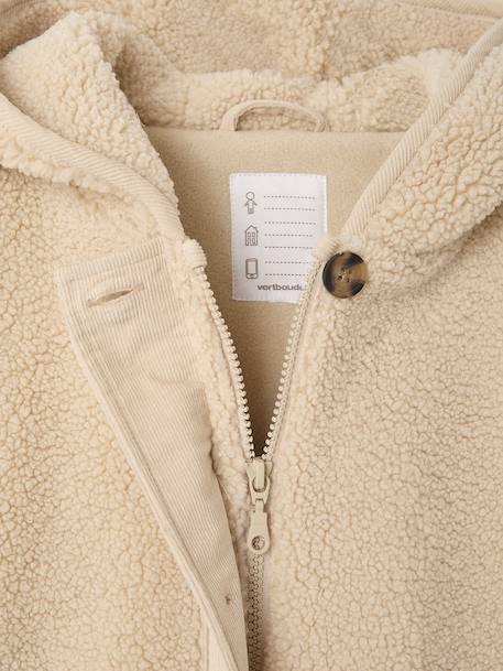 Hooded sherpa coat for girls ecru - vertbaudet enfant 
