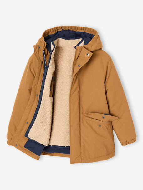 3-in-1 parka with removable inner jacket for boys pecan nut+slate blue - vertbaudet enfant 