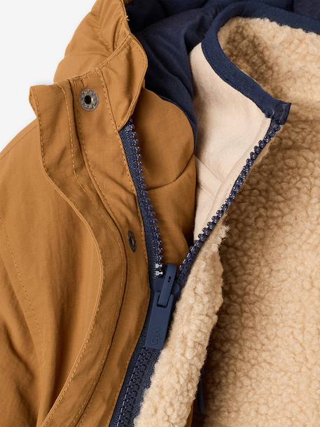 3-in-1 parka with removable inner jacket for boys pecan nut+slate blue - vertbaudet enfant 