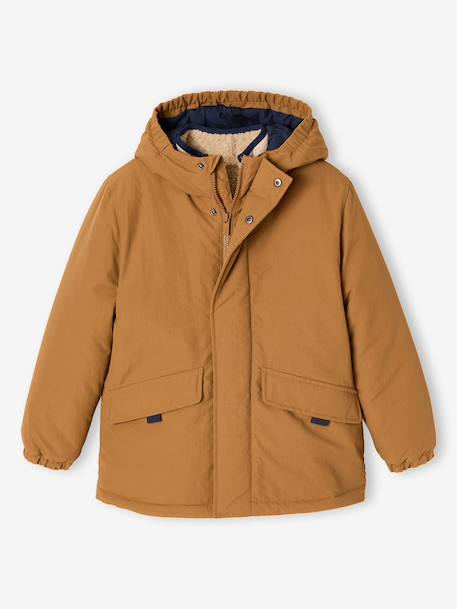 3-in-1 parka with removable inner jacket for boys pecan nut+slate blue - vertbaudet enfant 