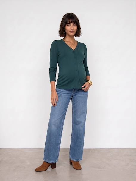 Long-sleeved maternity and nursing T-shirt fir green - vertbaudet enfant 