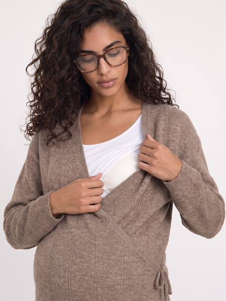 Maternity and nursing wrap cardigan taupe - vertbaudet enfant 