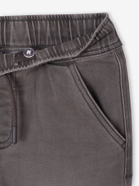 Pantalon jogger en denim effet molleton facile à enfiler garçon denim gris clair+stone - vertbaudet enfant 