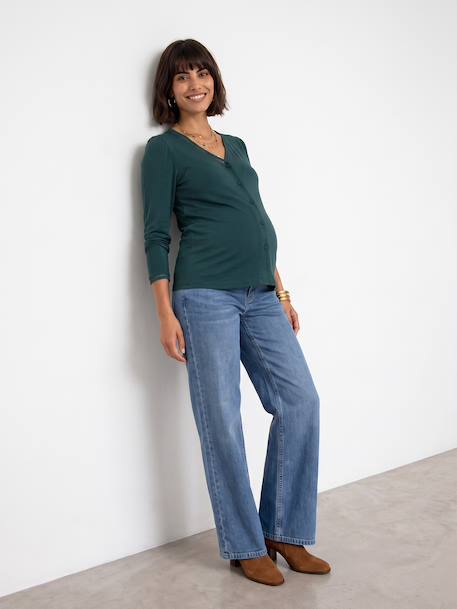 T-shirt grossesse et allaitement manches longues vert sapin - vertbaudet enfant 