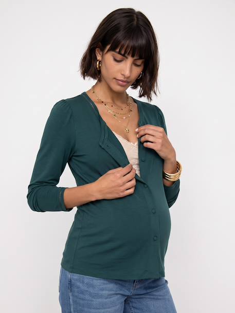 T-shirt grossesse et allaitement manches longues vert sapin - vertbaudet enfant 
