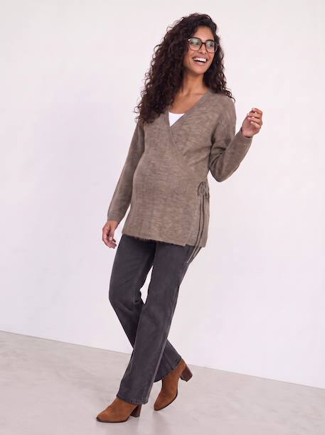 Maternity and nursing wrap cardigan taupe - vertbaudet enfant 