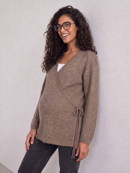 Maternity and nursing wrap cardigan taupe - vertbaudet enfant 