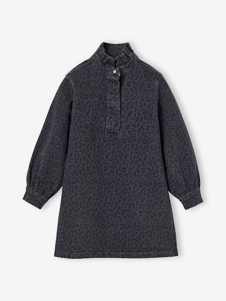 Printed dress for girls denim grey - vertbaudet enfant 