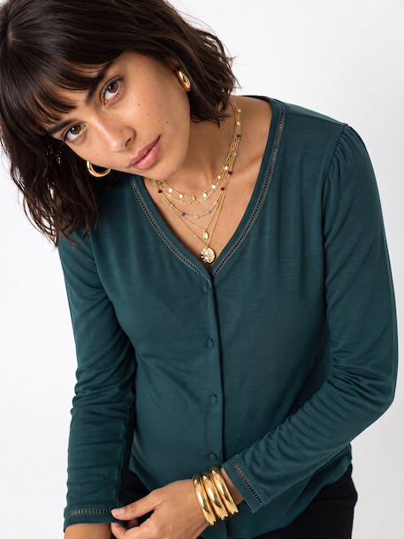 T-shirt grossesse et allaitement manches longues vert sapin - vertbaudet enfant 
