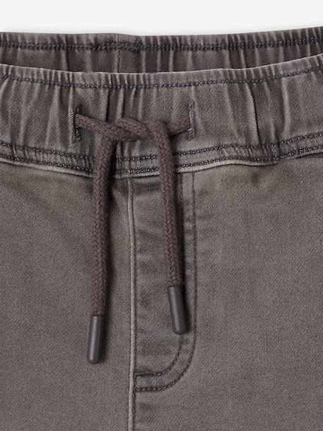 Pantalon jogger en denim effet molleton facile à enfiler garçon denim gris clair+stone - vertbaudet enfant 