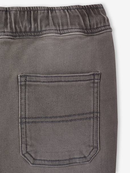 Denim-Effect Fleece Joggers, Easy to Put On, for Boys Denim Blue+light grey denim - vertbaudet enfant 