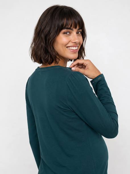 Long-sleeved maternity and nursing T-shirt fir green - vertbaudet enfant 