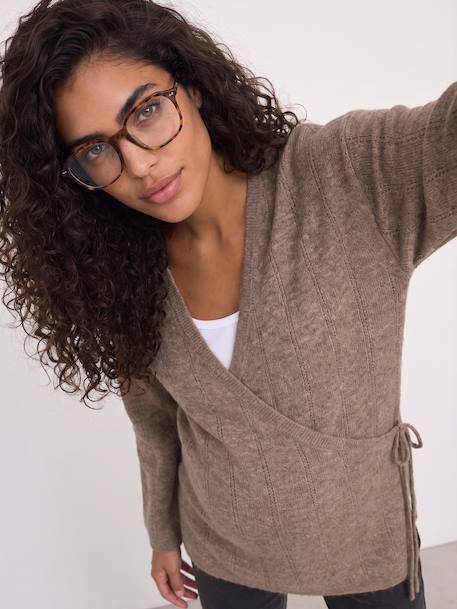 Maternity and nursing wrap cardigan taupe - vertbaudet enfant 