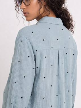 Maternity-Embroidered Cotton Muslin Shirt, Maternity & Nursing