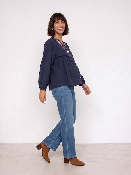 Maternity and nursing shirt slate blue - vertbaudet enfant 