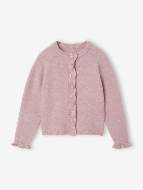 Long-sleeved cardigan for girls olive+pale pink - vertbaudet enfant 