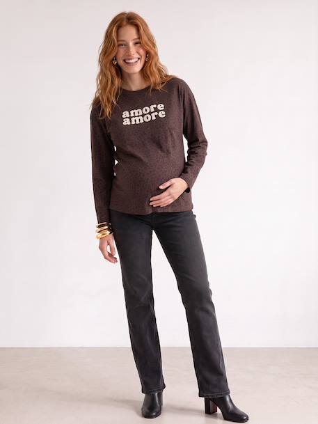 Maternity long-sleeved T-shirt chocolate - vertbaudet enfant 