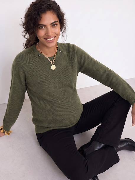 Maternity and nursing jumper bordeaux red+khaki - vertbaudet enfant 