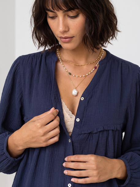 Chemise grossesse et allaitement bleu ardoise - vertbaudet enfant 