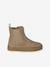 Leather Chelsea Boots with Elastic & Zip for Boys beige+navy blue - vertbaudet enfant 