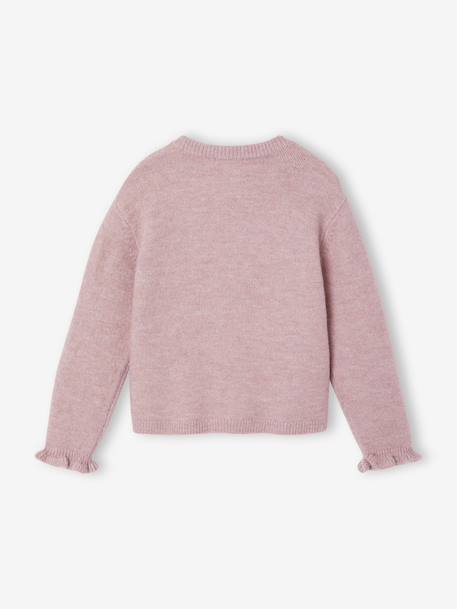 Long-sleeved cardigan for girls olive+pale pink - vertbaudet enfant 