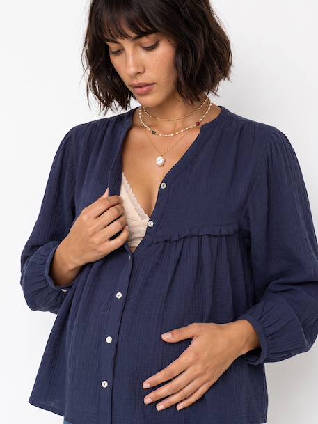 Maternity and nursing shirt slate blue - vertbaudet enfant 