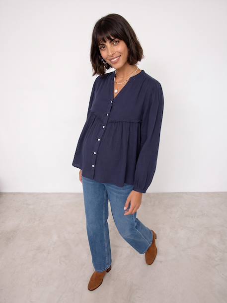 Maternity and nursing shirt slate blue - vertbaudet enfant 